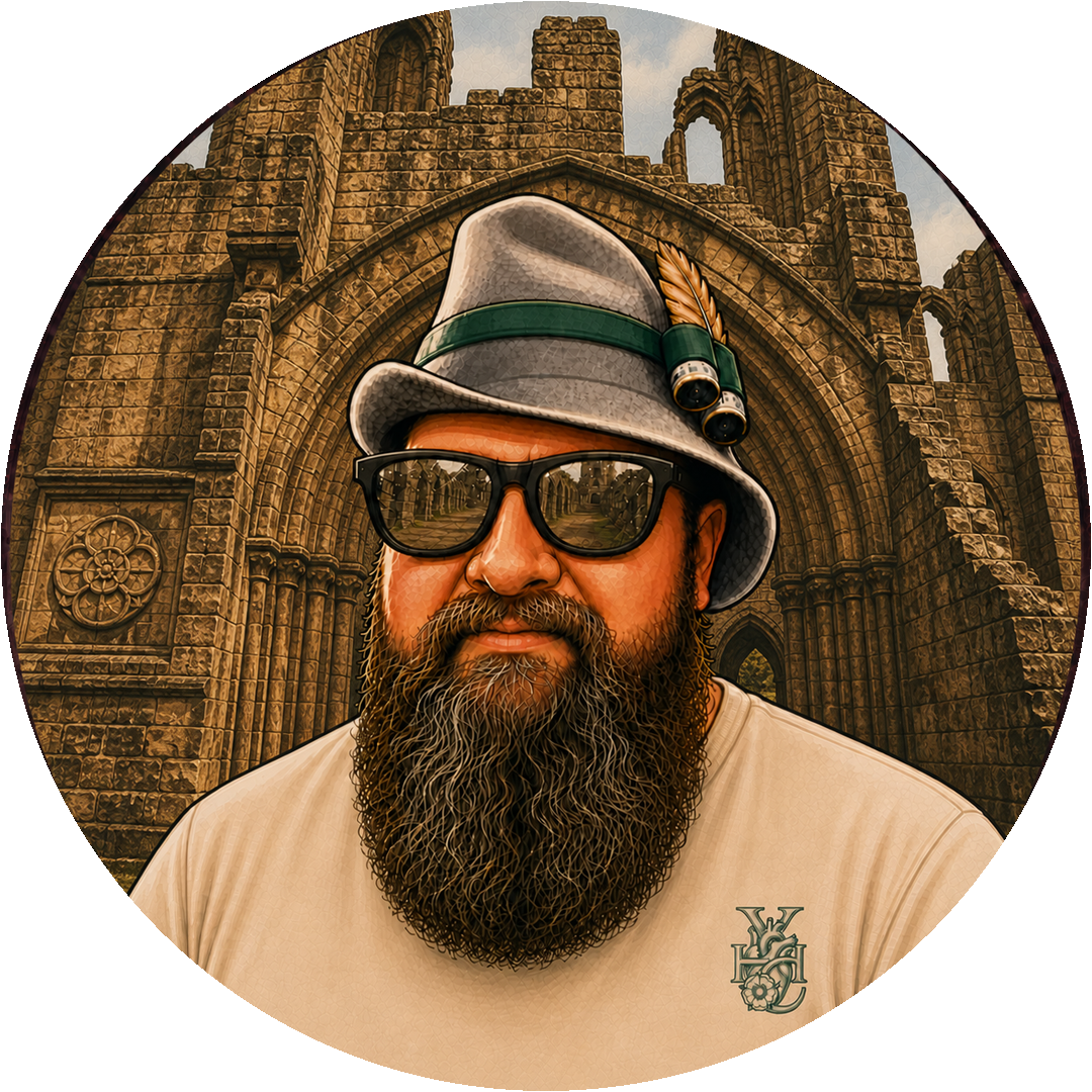 Stylised portrait of Dave, the bearded co-owner of Yorkshire Heart Design and Yorkshire Heart Clothing